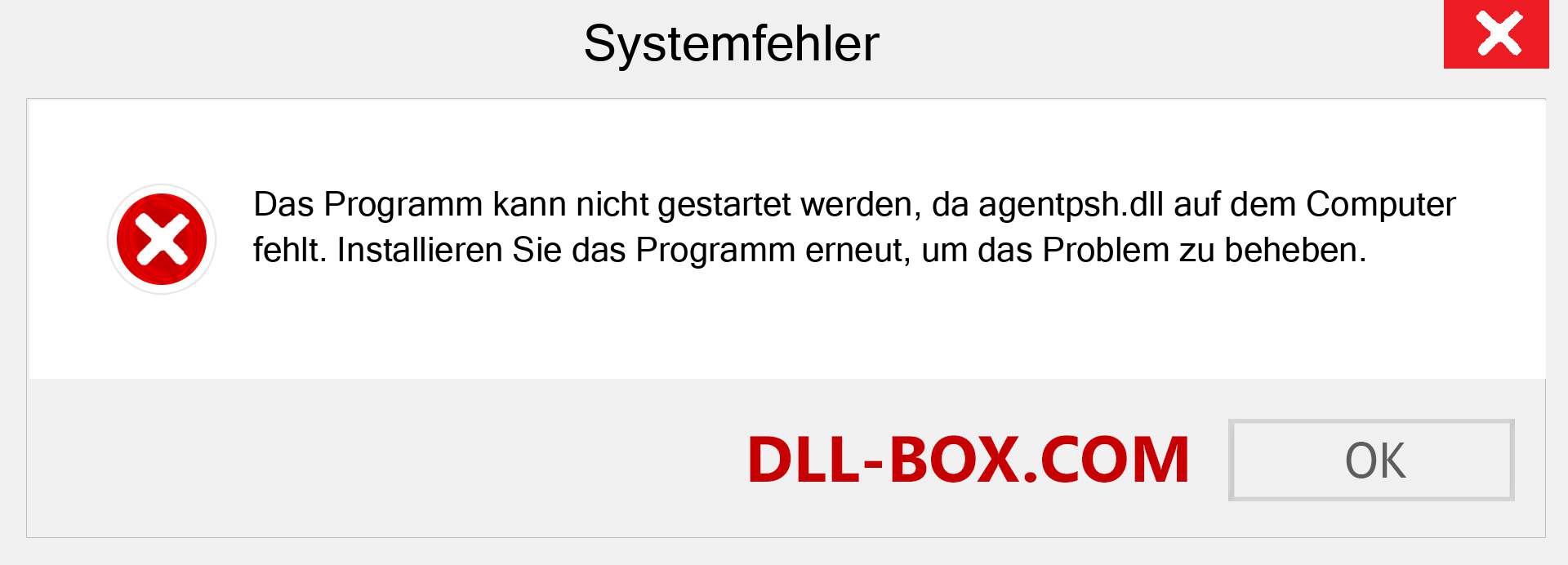 agentpsh.dll-Datei fehlt?. Download für Windows 7, 8, 10 - Fix agentpsh dll Missing Error unter Windows, Fotos, Bildern